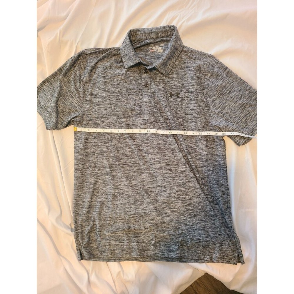 Under Armour Polo Shirt Mens Large Gray Loose Heat Gear Lightweight